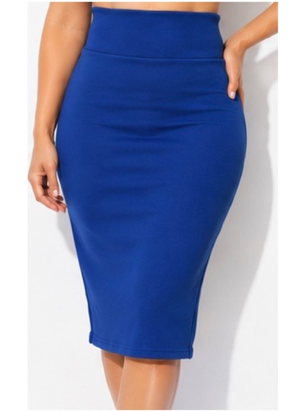 High-Waist Royal Blue Pencil Skirt